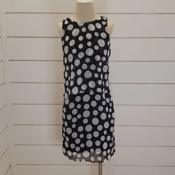 PRELUDE size 10 tiered dress blue with white polka dots - Picture 1 of 7